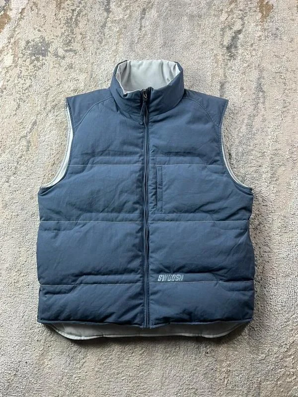 Vintage Retro 00’s y2k Nike Reversible Swoosh Embroidered Blue Navy Body Warmer – photo 8
